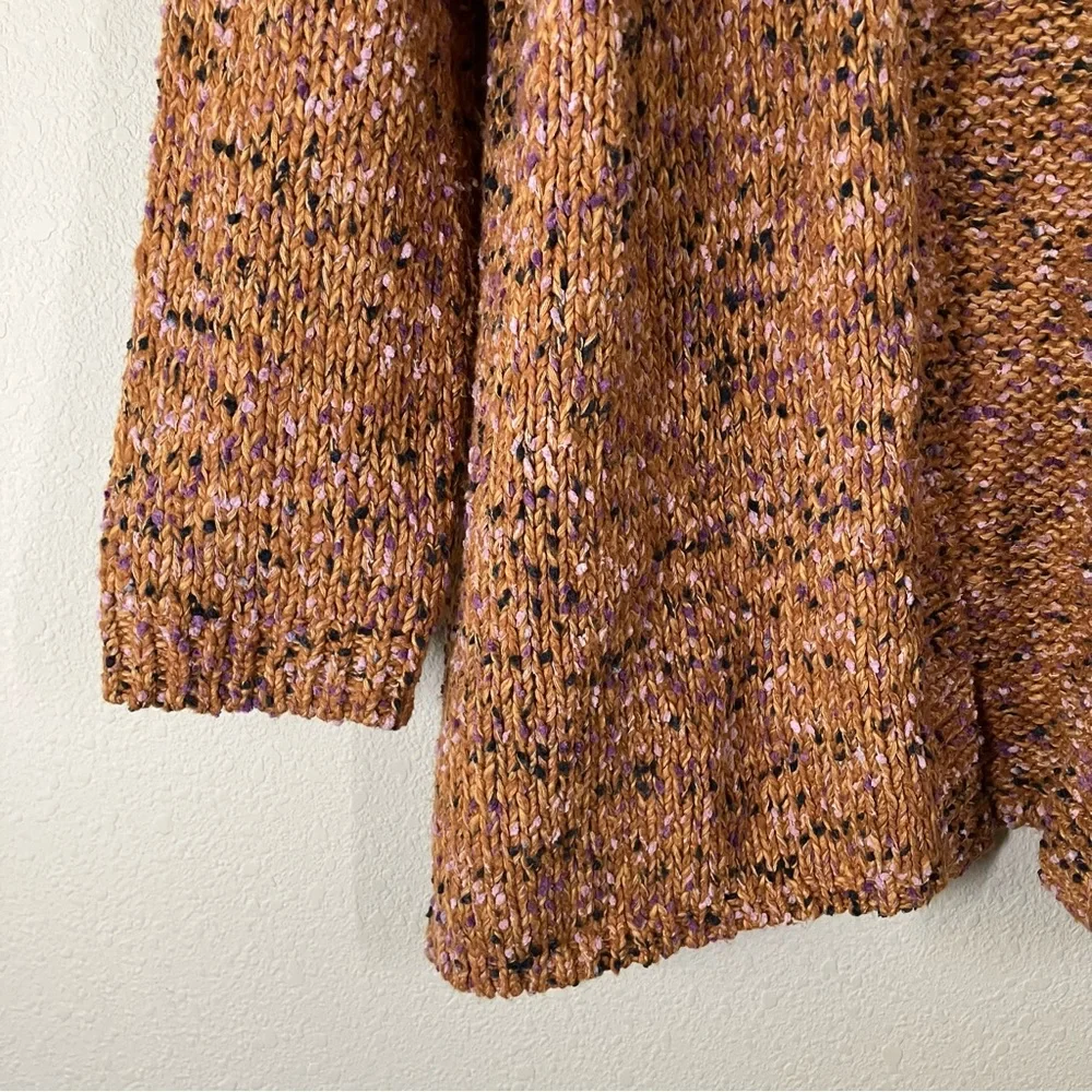J JILL Chunky Open Front Cardigan L Slouchy Casual Sweater Work Travel Cotton